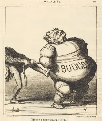 Difficile à faire paraitre svelte, by Honoré Daumier, ink, 1869