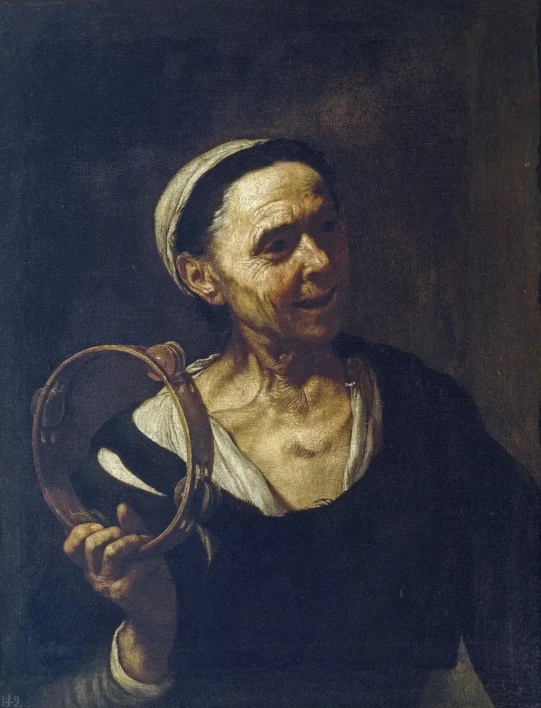 Vieja con una sonaja, by Esteban March, oil, 1601