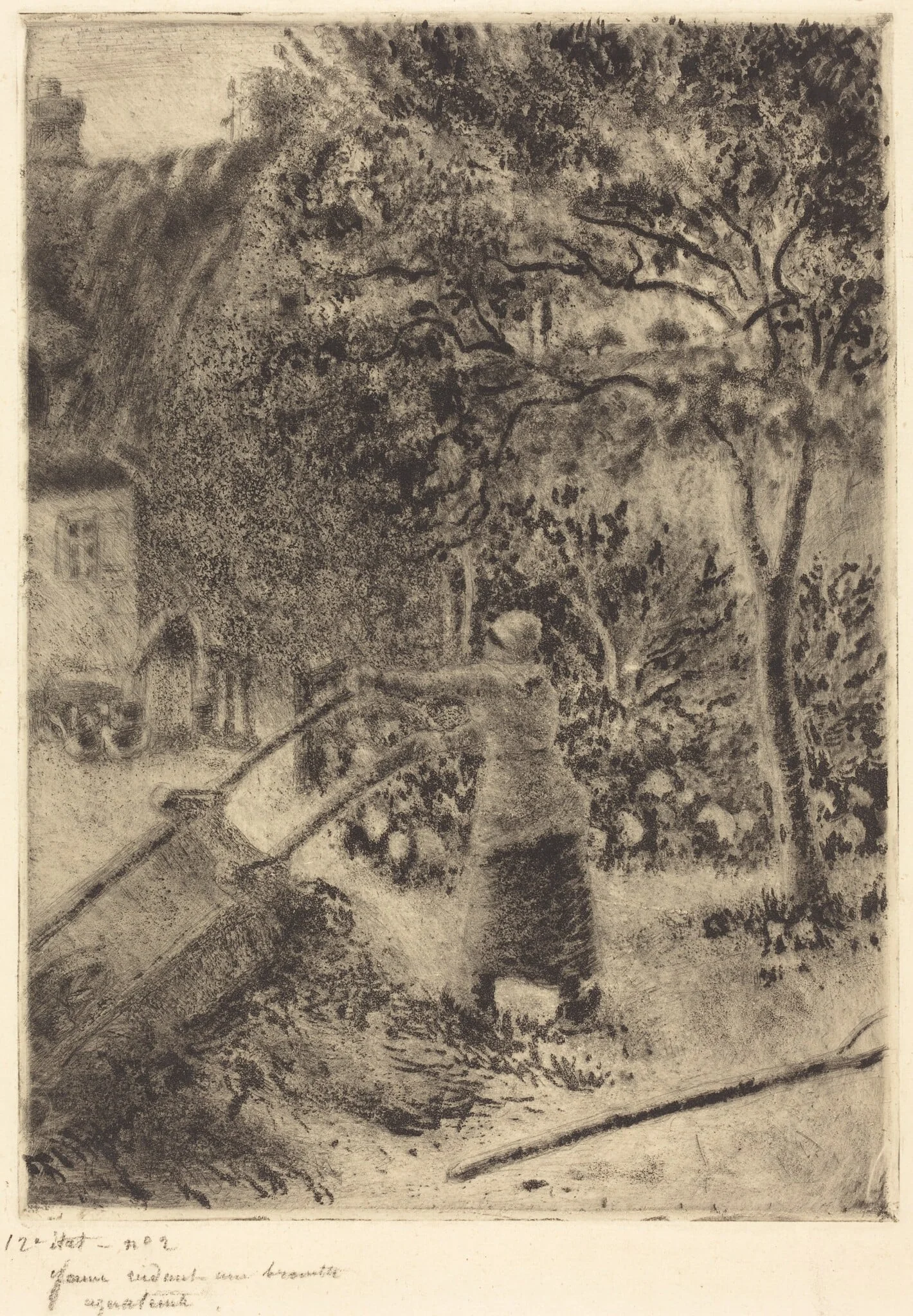 A Woman Emptying a Wheelbarrow (Femme vidant une brouette), detail