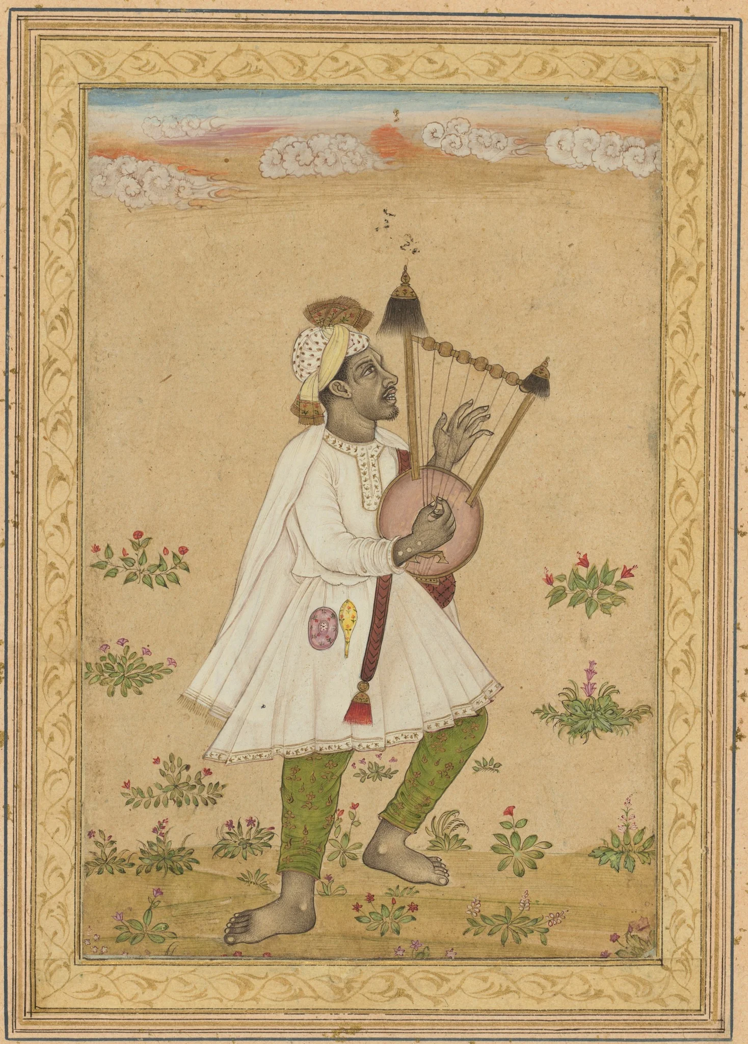 An African Lyre Player (recto), detail