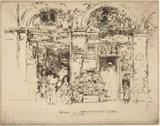 Sunflowers, Rue des Beaux-Arts, by James McNeill Whistler, ink, 1892