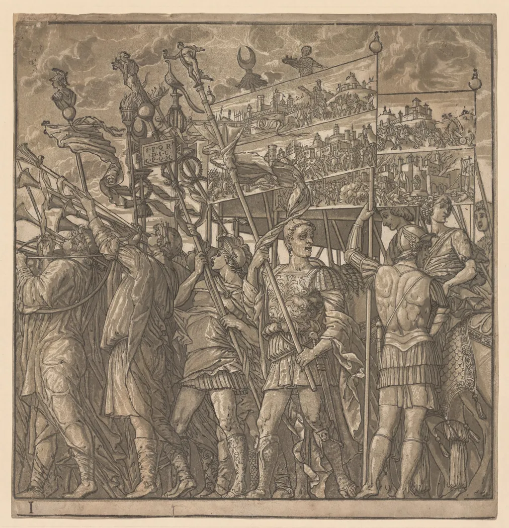 The Triumph of Julius Caesar:  Soldiers Carrying the Pictures of War, by Andrea Andreani, 1596