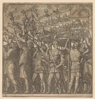 The Triumph of Julius Caesar:  Soldiers Carrying the Pictures of War, by Andrea Andreani, 1596