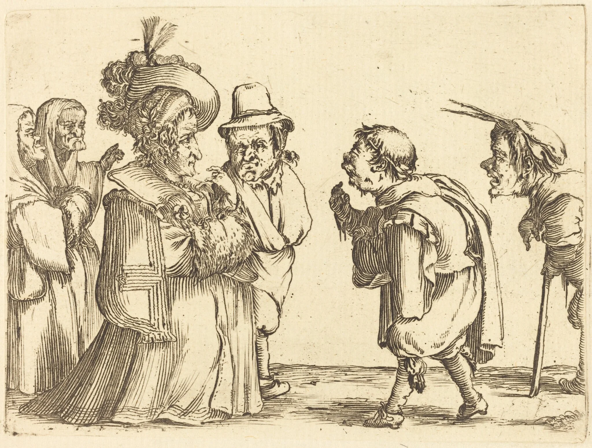 A Lady Greeted by a Dwarf, detail