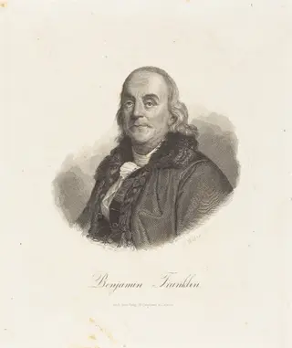 Benjamin Franklin, by Franz Weber, ink, 1789