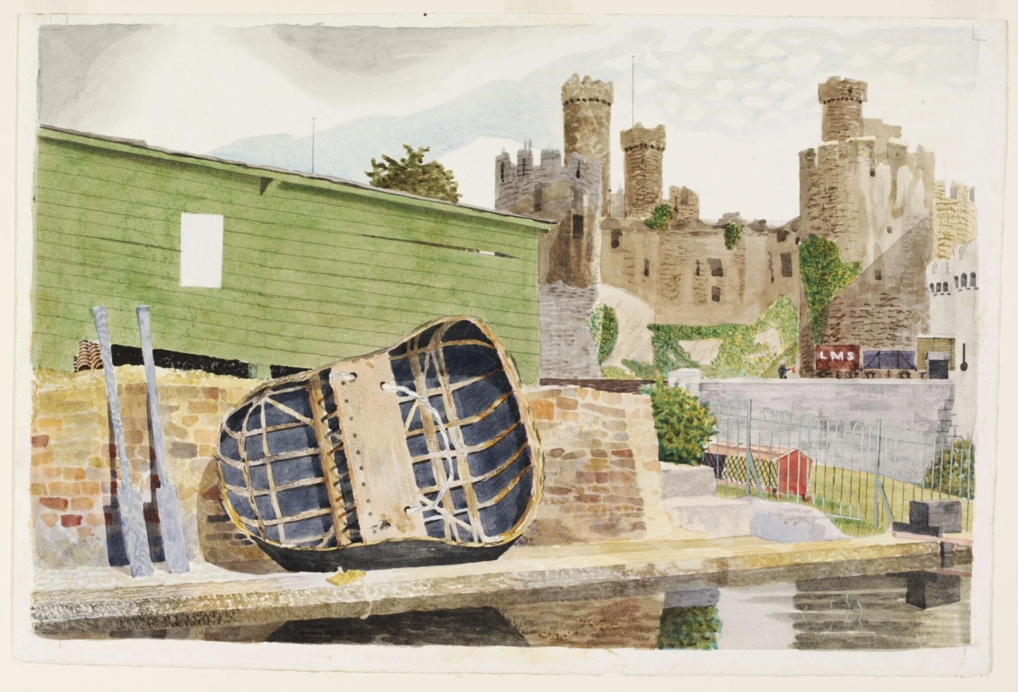 Conway Castle and Coracle, Caernarvonshire, detail