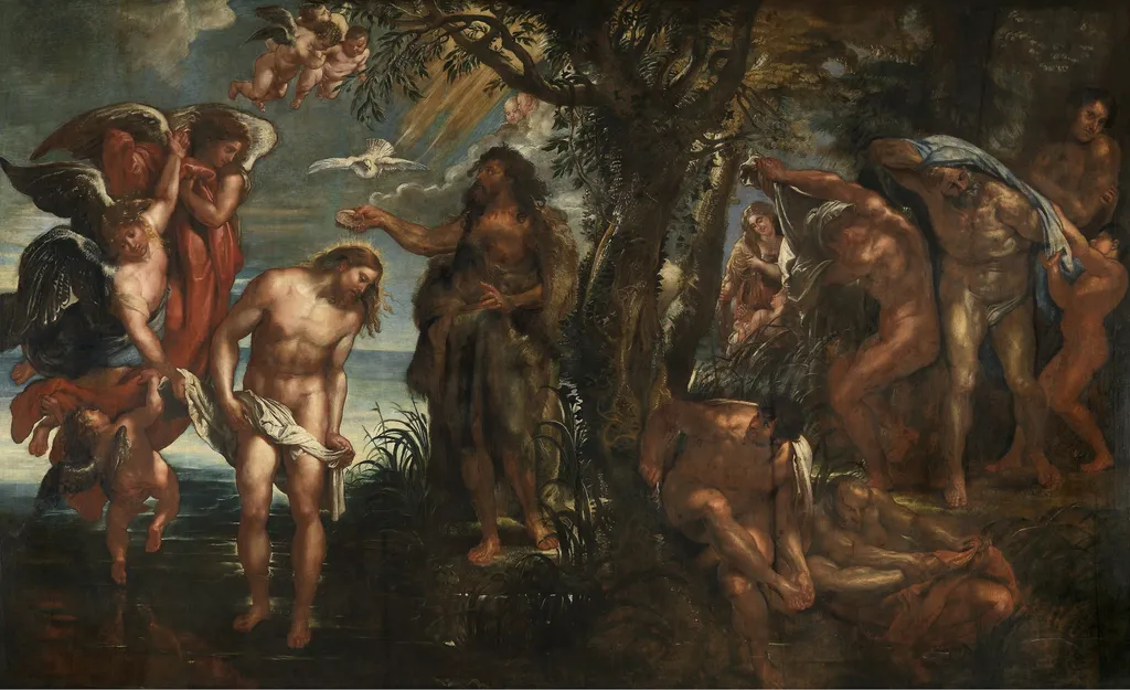 The baptism of Christ, by Peter Paul Rubens, oil, 1604