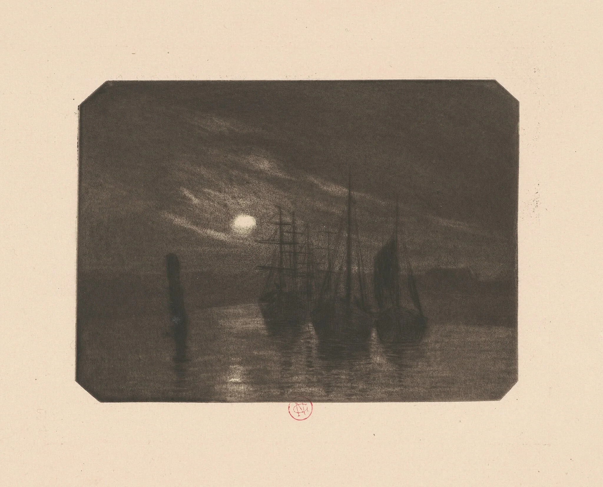 A Moonlit Harbor, detail