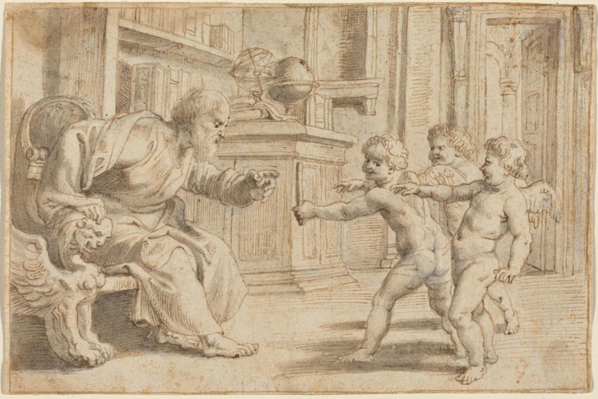 Putti Testing a Man's Perception of Depth, detail