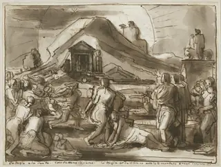 An Allegory of Truth and Falsehood (verso), by Fortunato Duranti, ink, 1840