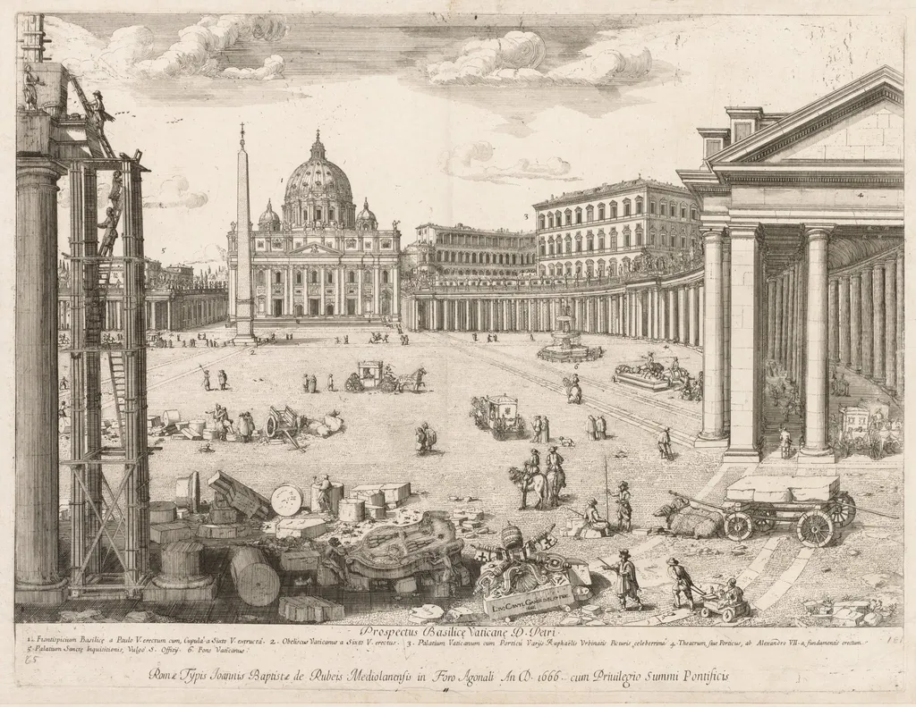 St. Peter's Basilica from "Prospectus Locurum Urbis Romae Insign[ium]", by Lievin Cruyl, 1666