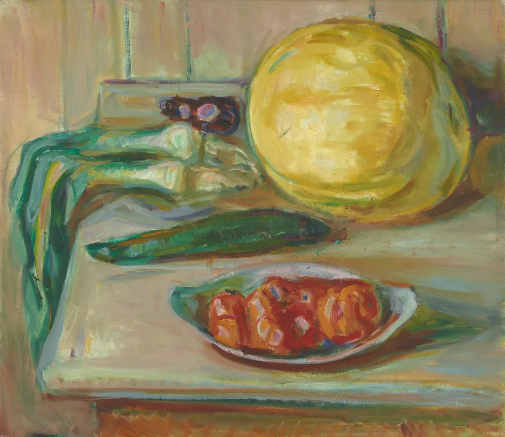 Still Life with Pumpkin and other Vegetables, by Edvard Munch, oil, 1926