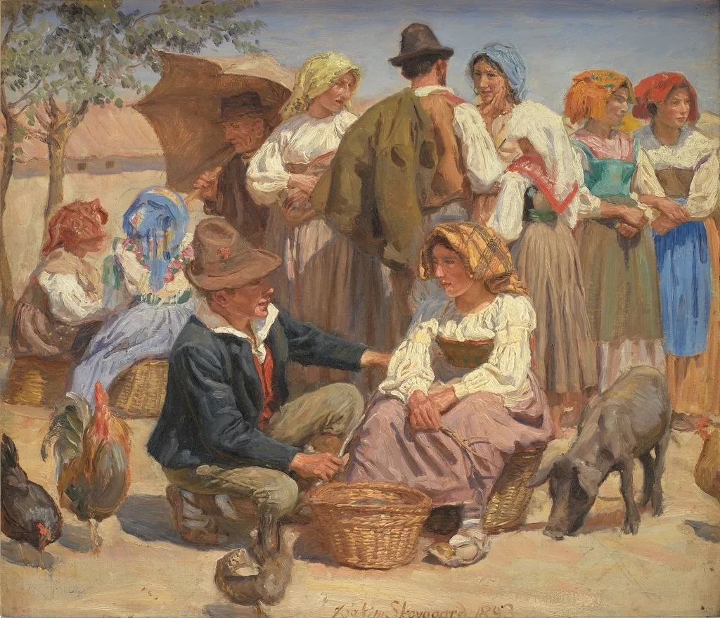 Market in Sora, by Joakim Skovgaard, oil, 1897