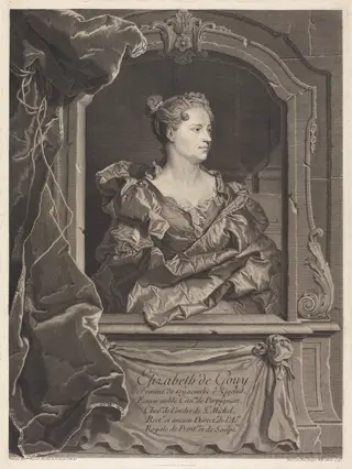 Elizabeth de Gouy, femme de Hyacinthe Rigaud, by Johann Georg Wille, ink, 1743