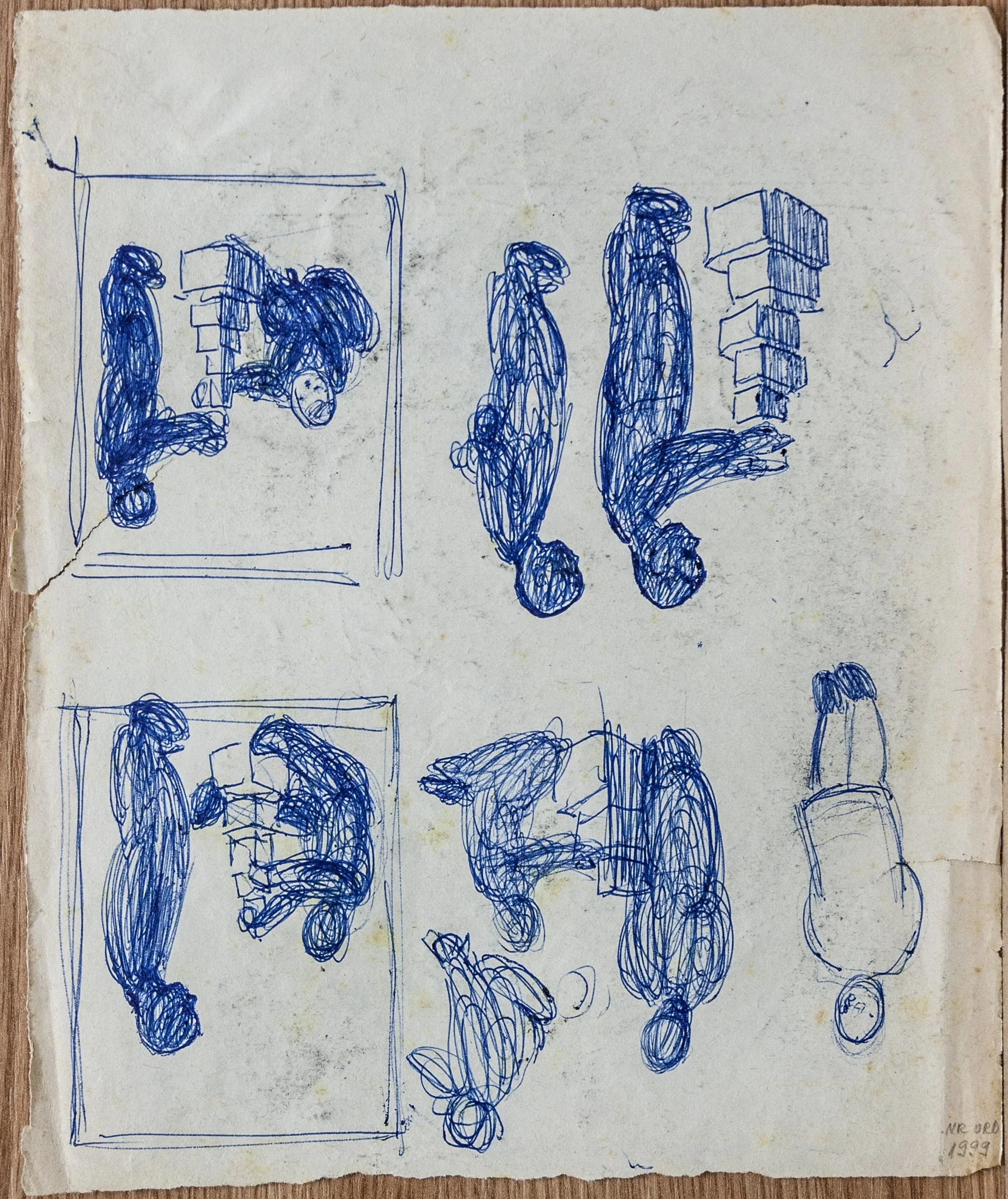 verso: Schițe de compoziție cu personaje, detail