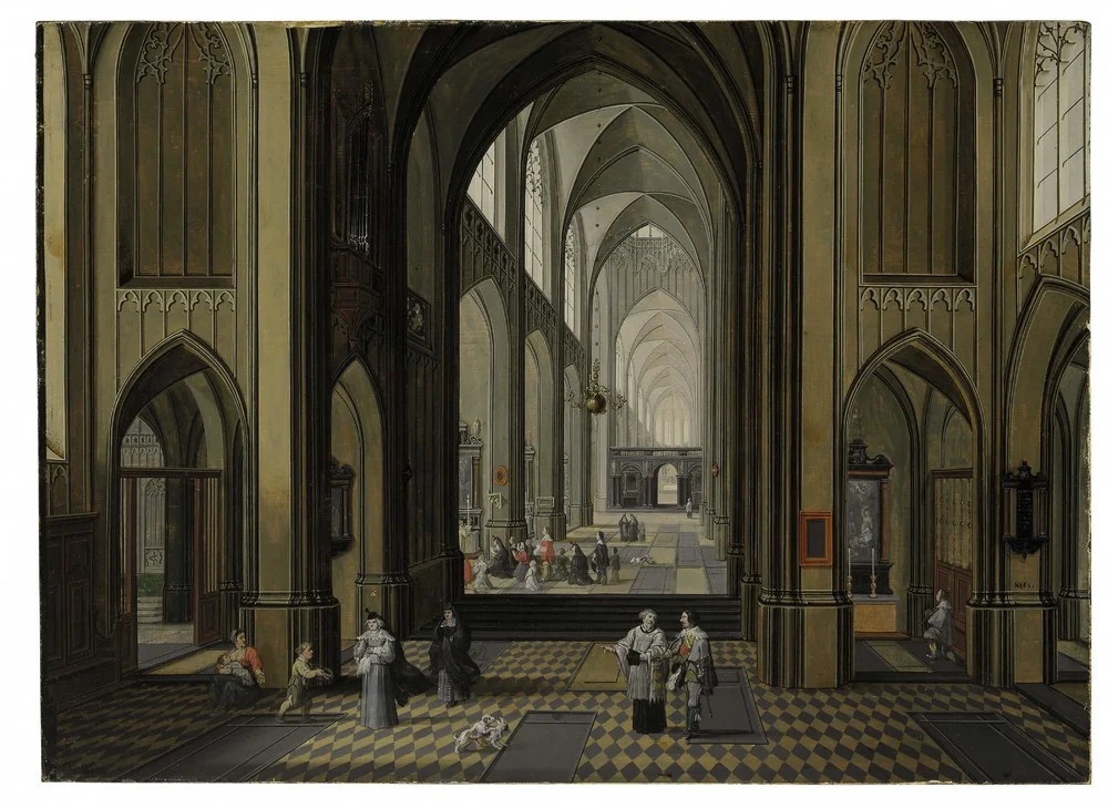 Interior of a Gothic Church, detail
