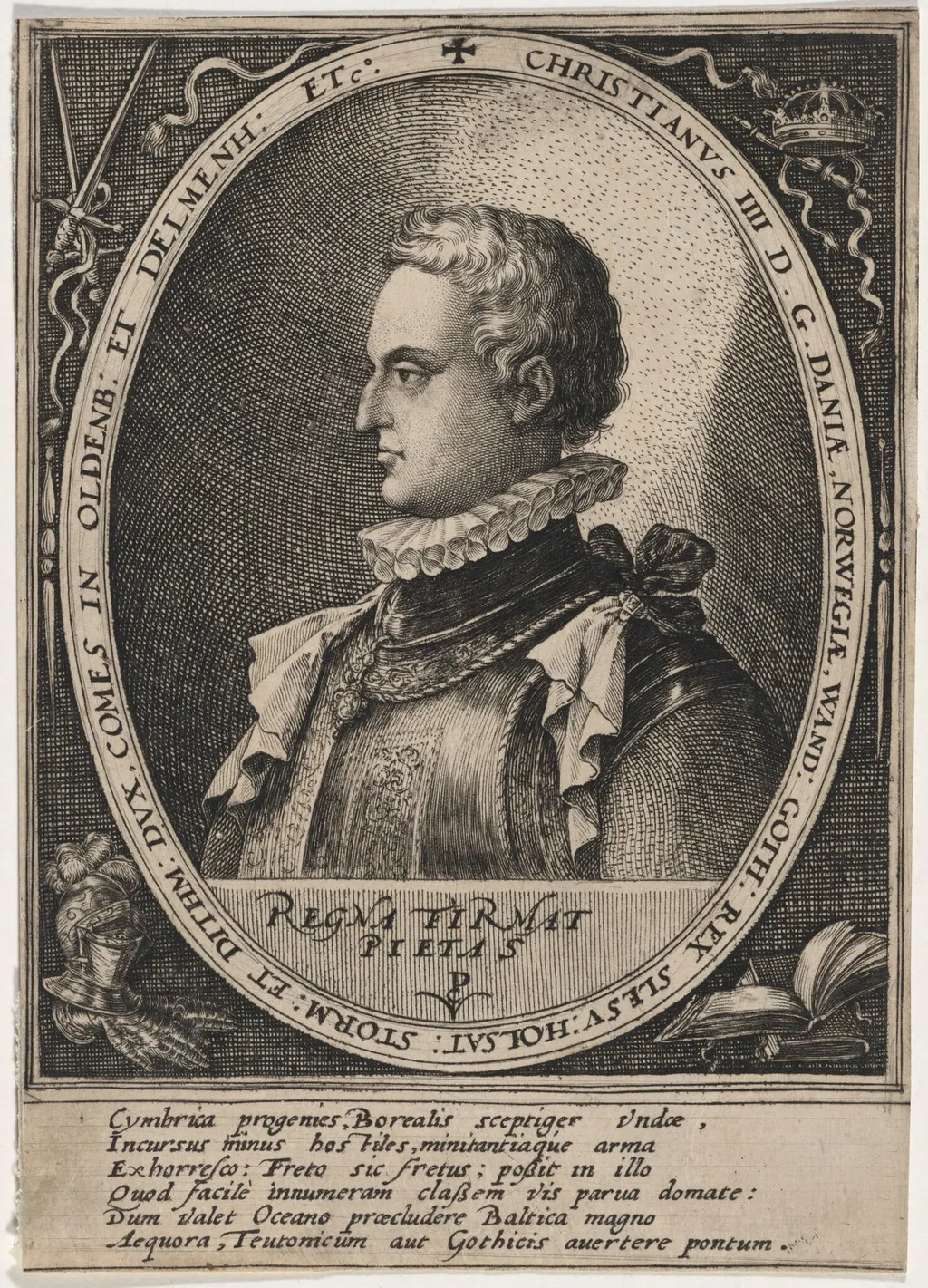 Christian IV, King of Denmark, by Crispijn van de Passe I, ink, 1598