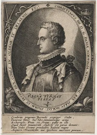 Christian IV, King of Denmark, by Crispijn van de Passe I, ink, 1598