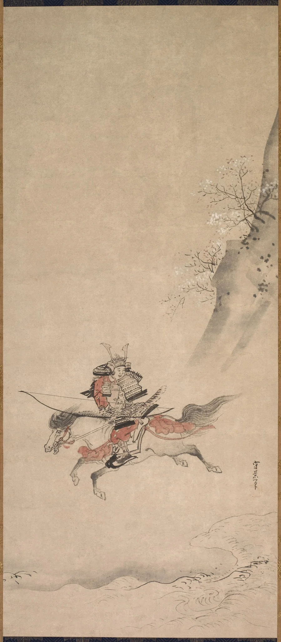 A Samurai on Horseback, detail
