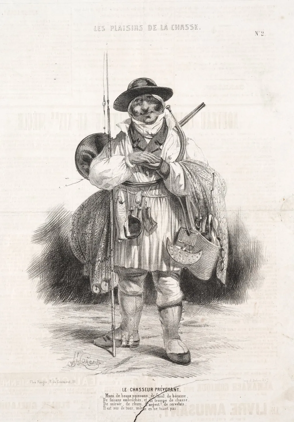 Les Plaisirs de la chasse:  Le Chasseur prévoyant, by Alade Joseph Lorentz, 1842