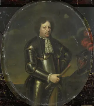 Portrait of Major-General Hans Willem, Baron van Aylva, called The Formidable General, by Hendrik de Valk, oil, 1705
