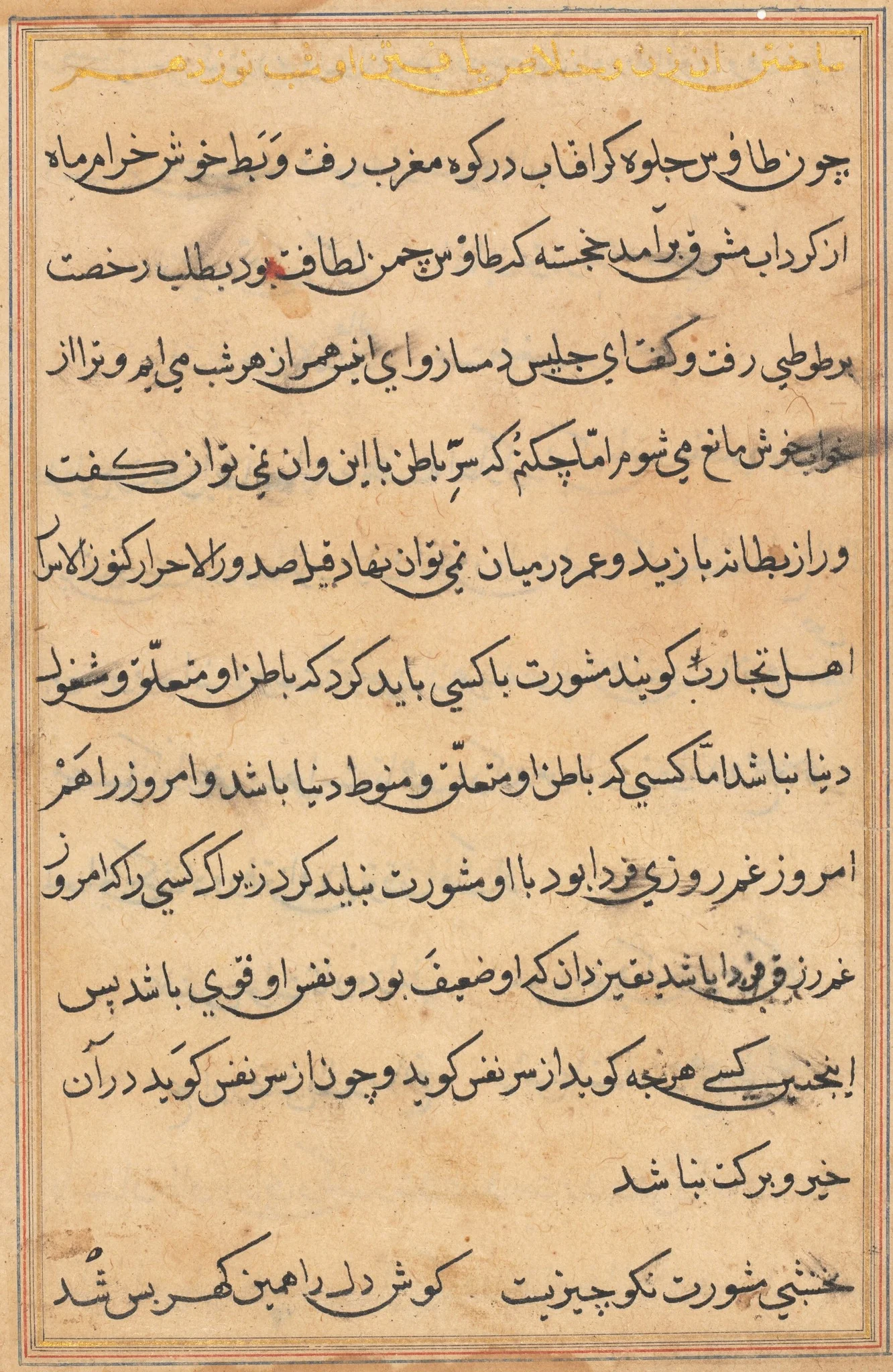 Page from Tales of a Parrot (Tuti-nama): text page, detail