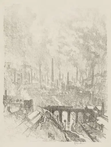 English War Work:  Munitions City, No. 1, by Joseph Pennell, 1916