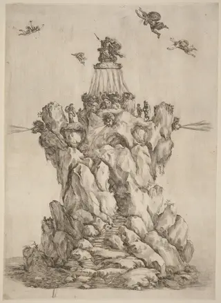 The Rock of Aeolus, by Stefano Della Bella, ink, 1652