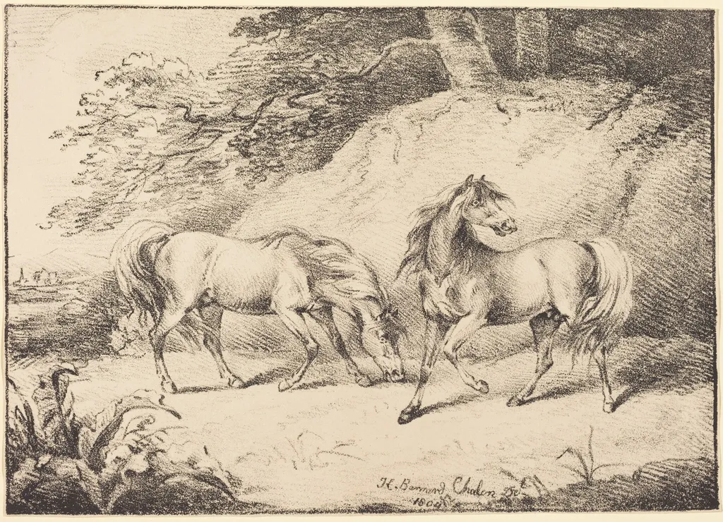 Wild Horses, by Henry Bernard Chalon, crayon, 1804
