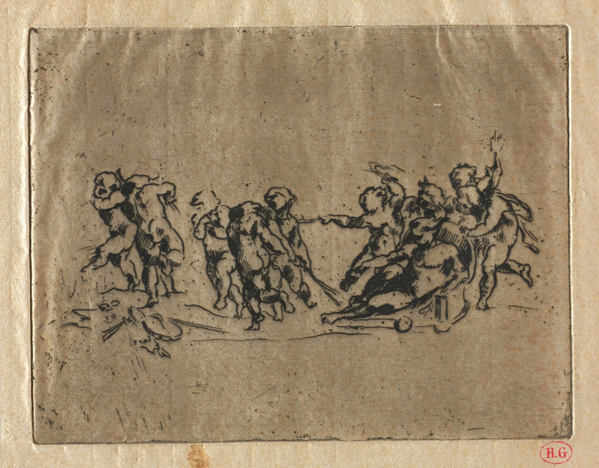 Bacchanal with Children and Chariot, detail