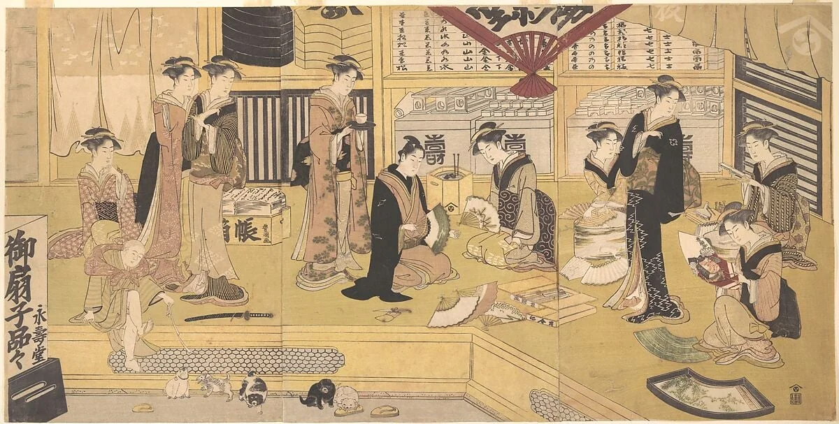 御影堂扇屋図|The Mieidō Fan Shop, detail