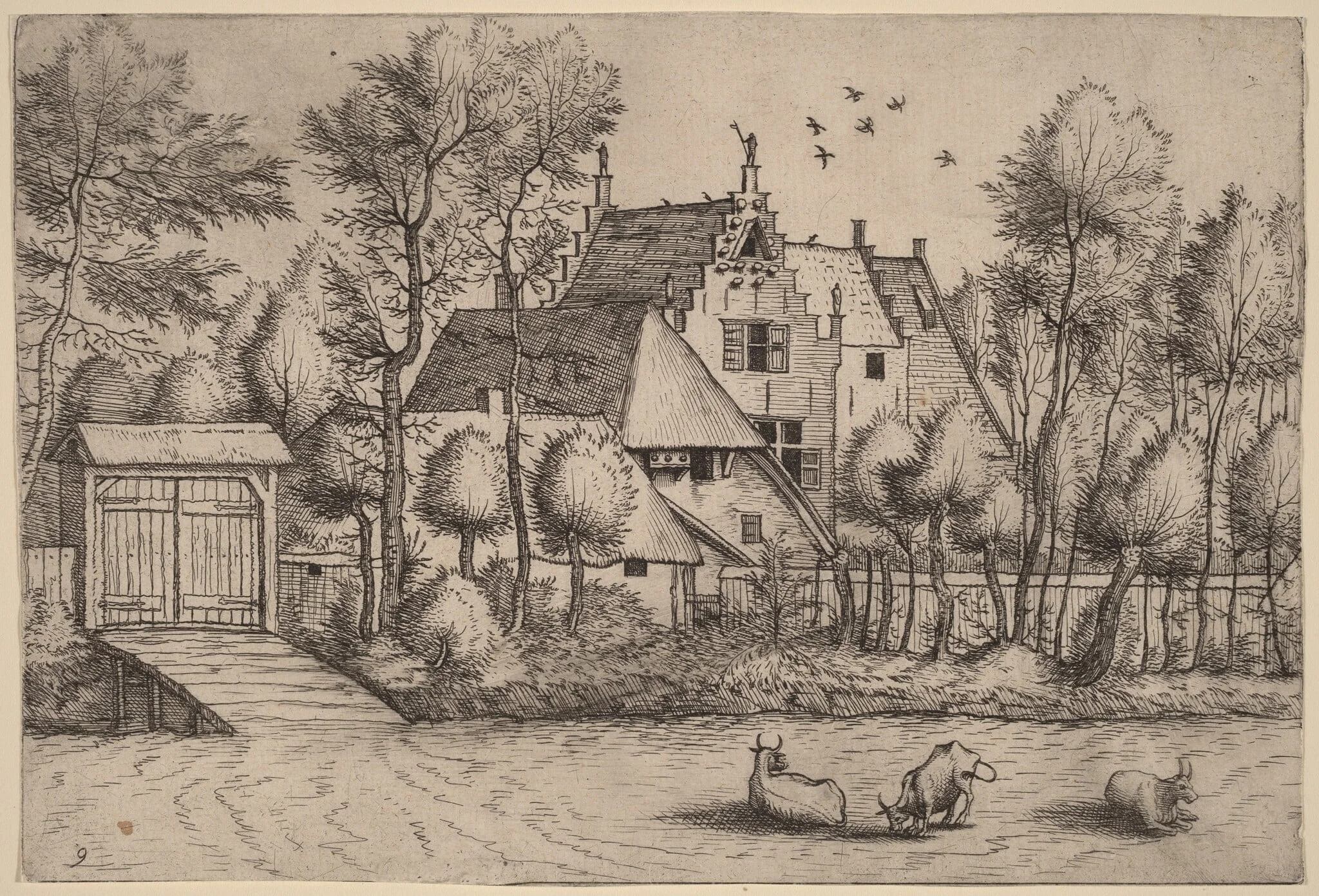 Country House with a Ditch, detail