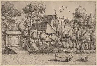 Country House with a Ditch, by Lucas van Doetechum, ink