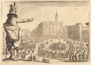 Piazza della Signoria, Florence, by Jacques Callot, ink, 1622