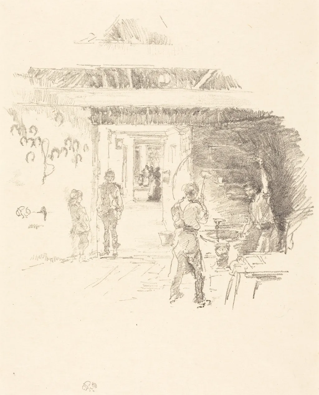 The Tyresmith, by James McNeill Whistler, ink, 1890
