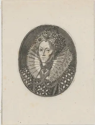 Elizabeth, Queen of England, by Simon van de Passe, ink, 1621
