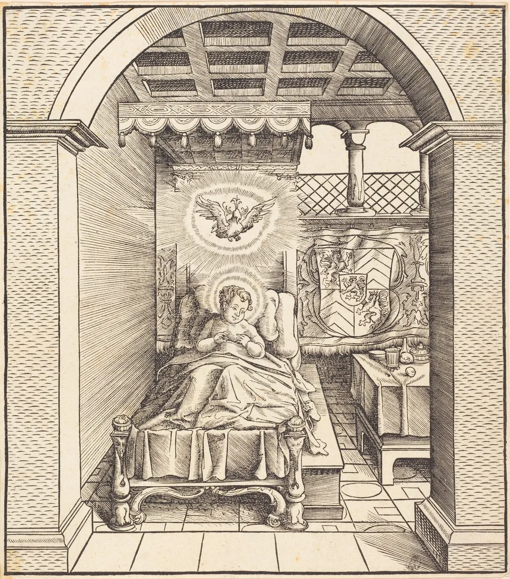 Saint Dentalinus, by Leonhard Beck, ink, 1517