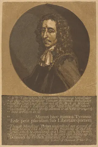 Algernon Sidney, by John Baptist Jackson, ink, 1717