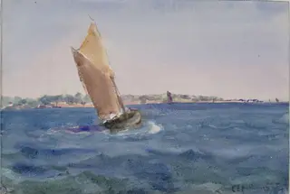 A Breezy Day, by Charles Edward Holloway, watercolor, 1850
