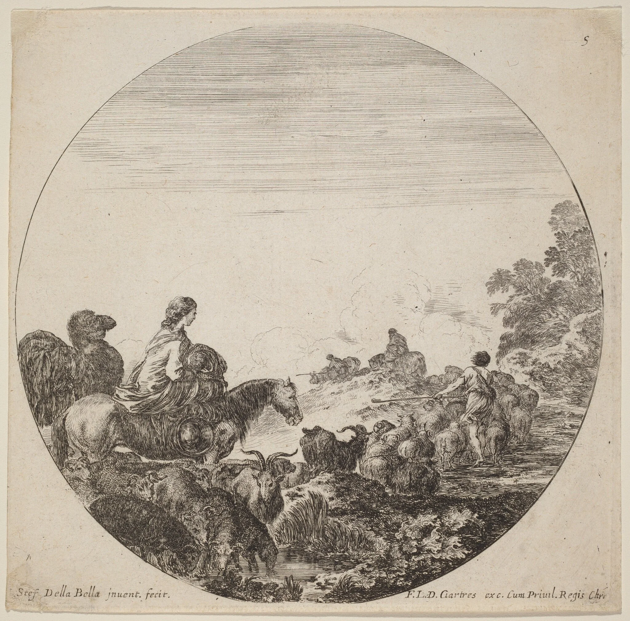 Shepherds and Flock with Woman and Camel, detail