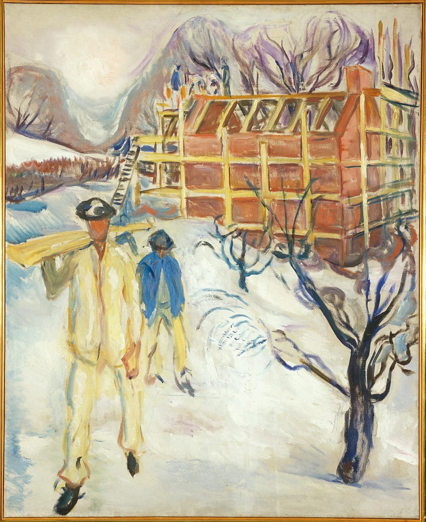 Building Workers in Snow, detail