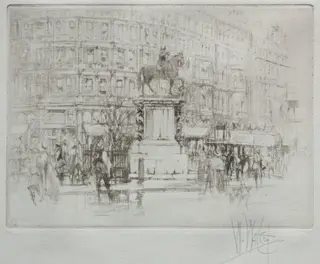 Charing Cross: The Statue of Charles I, by William Walcot, 1919