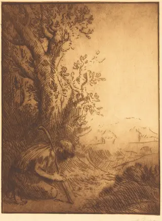 The Prodigal Son, 4th plate (L'enfant prodigue), by Alphonse Legros, ink, 1874