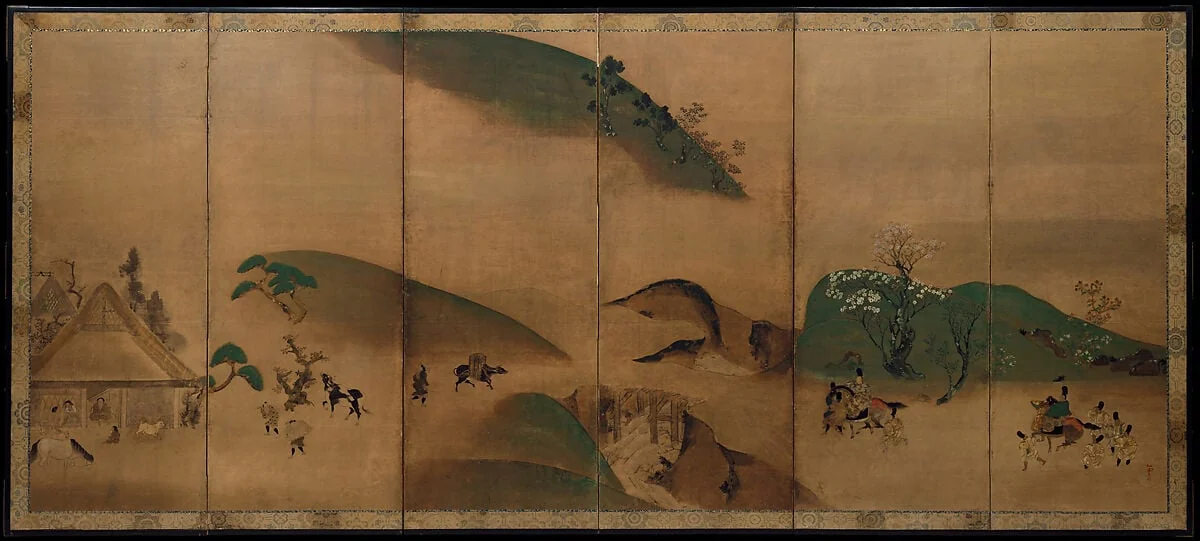 俵屋宗達工房 大原御幸図屏風|Royal Visit to Ōhara, from The Tale of the Heike, detail