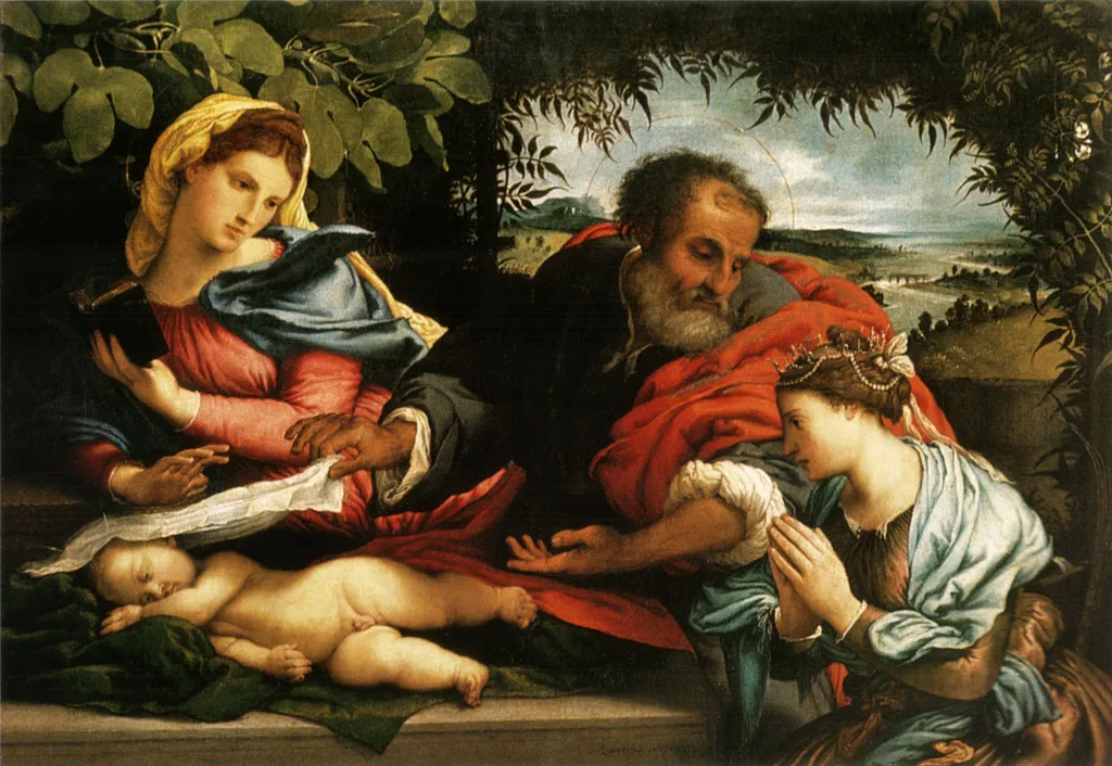 The Holy Family with Saint Catherine of Alexandria, by Lorenzo Lotto, oil, 1533