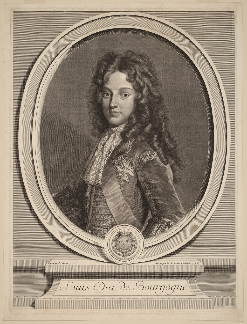 Louis, Duke of Burgundy, by Gerard Edelinck, ink, 1674