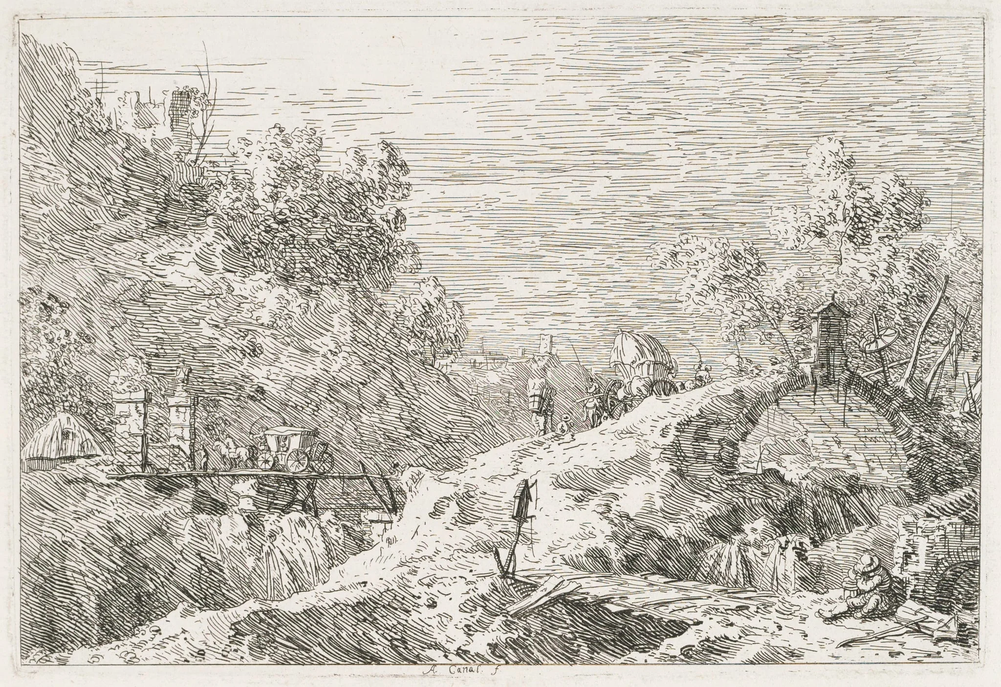 Views: Mountain Landscape with Five Bridges, detail
