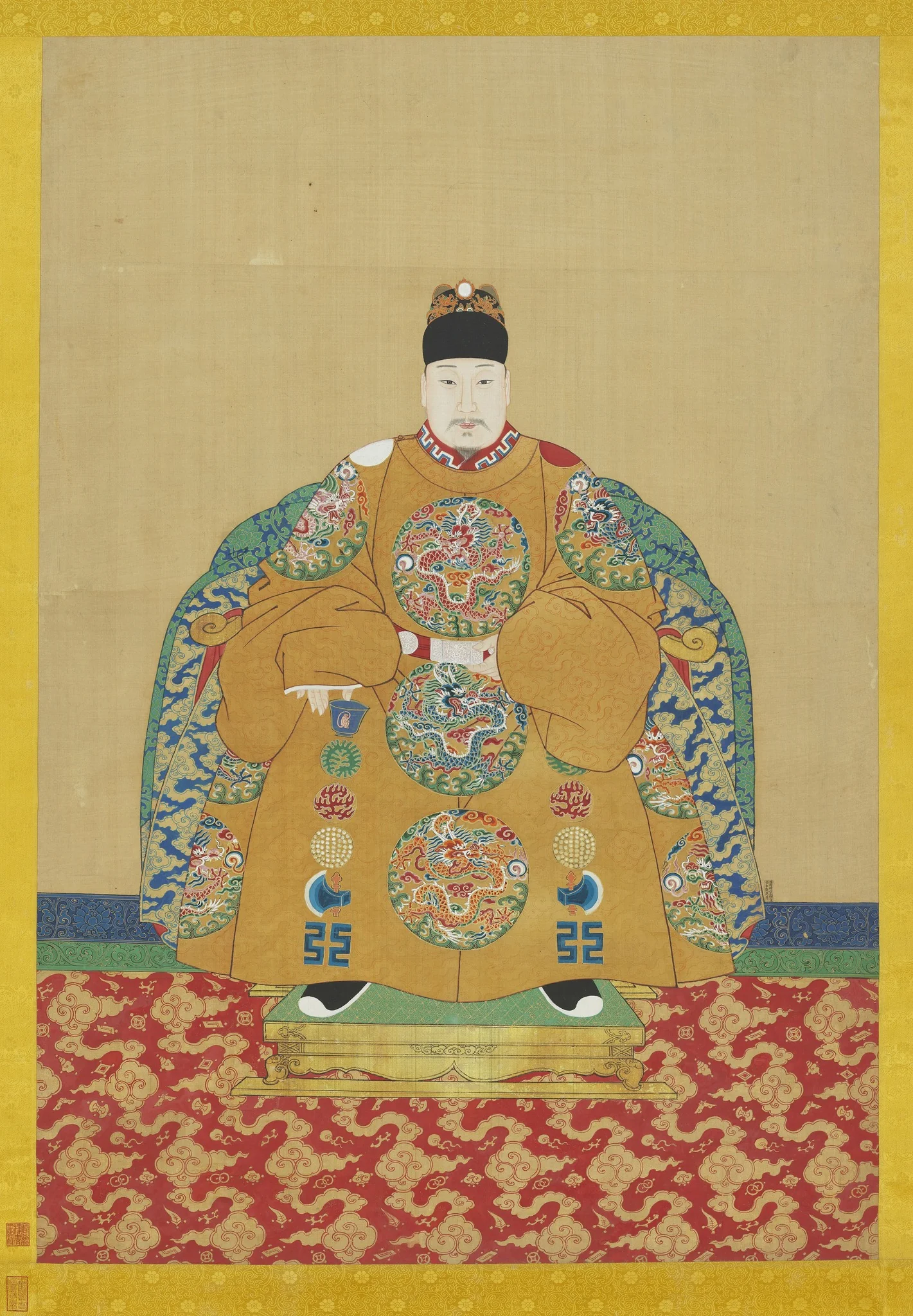 明神宗坐像 軸, detail