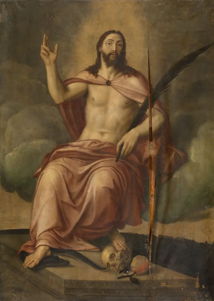 Landscape with Diana and Actaeon (Ovid, Metamorphoses, III, 193), by Michiel Coxie, oil, 1550