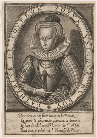 Catherine de Bourbon, by Léonard Gaultier, ink, 1601